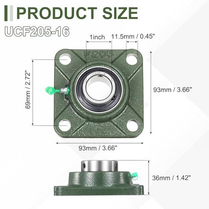 uxcell UCF205-16 Pillow Block Bearings,1 inch Bore(ABEC3) - size: UCF205-16 (1 inch)