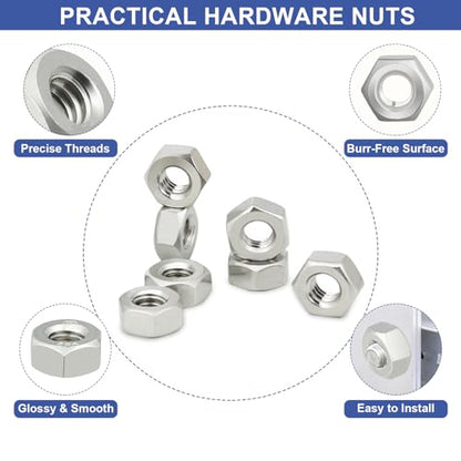 M8-1.25 Hex Nuts, 55Pcs 304 Stainless Steel Coarse Thread Hexagon Nut - size: M8 55Pcs