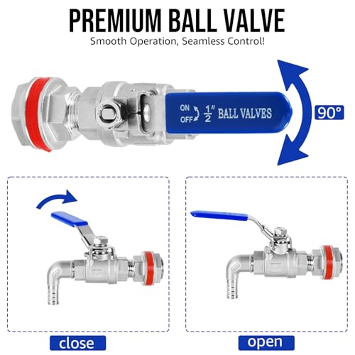 Full Port Ball Valve Kit, Stainless Steel Spigot Weldlss Bulkhead Fitting