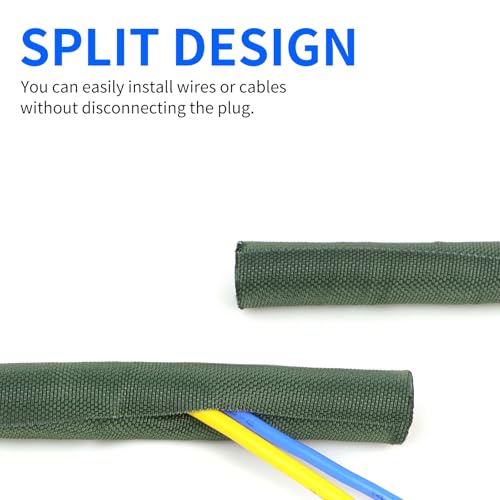 Split Wire Loom, 20ft Automotive Cable Protector Sleeve, Flexible Braided Cable Sleeves High Temperature Cable Management (Deep Green, 1") - color: Deep Green, size: 1"