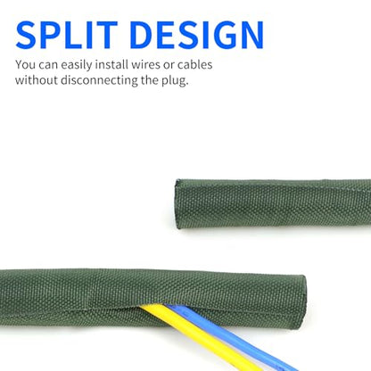 Split Wire Loom, 20ft Automotive Cable Protector Sleeve, Flexible Braided Cable Sleeves High Temperature Cable Management (Deep Green, 3/16") - color: Deep Green, size: 3/16"