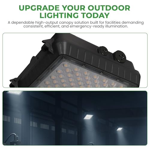E2 LIGHTING 10x10 LED Canopy Light, 3CCT, 7150lm, Dimmable Outdoor Fixture - color: Dark Bronze no Battery