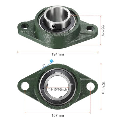 uxcell 2pcs UCFL210-31 Pillow Block Bearings 1-15/16 inch Bore Self Alignment, Solid Cast Iron Base Mounted Chrome Steel Bearings - size: UCFL210-31