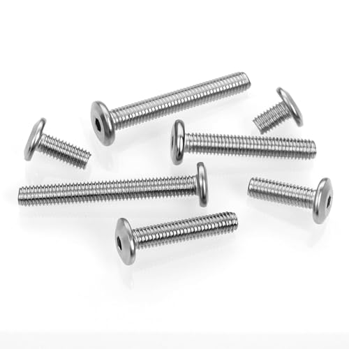 Mywish M8 x 20mm 20Pcs Flat Head Hex Socket Cap Screws Bolts, 304 Stainless Steel Furniture Bolts Full Thread, Bright Finish & Hex Spanner - color: Silver-M8, size: 20mm