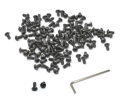 iexcell 100 Pcs M2.5 x 5mm Thread Pitch 0.45 mm Alloy Steel 10.9 Grade Hex Socket Button Head Cap Screws Bolts Kit, Black Oxide Finish - size: M2.5 x 5mm