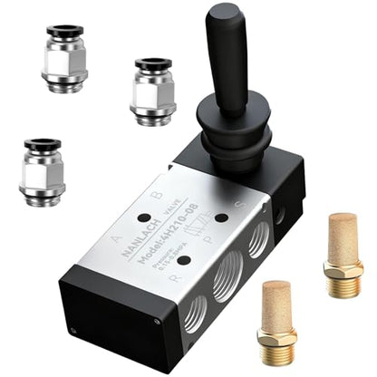 PNEUMATIC 3/8"NPT 5 Way 2 Postion Air Hand Lever Operated Valve Pneumatic Solenoid Valve Manual Control Push-Pull 4H310-10 - size: 3/8"NPT