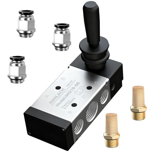 PNEUMATIC 1/4"NPT 5 Way 2 Position Air Hand Lever Operated Valve Pneumatic Solenoid Valve Manual Control Push-Pull 4H210-08 - size: 1/4"NPT