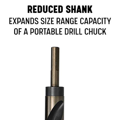 Drill America - KFDRSD1-1/8 1-1/8" Reduced Shank High Speed Steel Black & Gold KFD Drill Bit with 1/2" Shank, KFD Series - size: 1-1/8", style: 1/2" Shank
