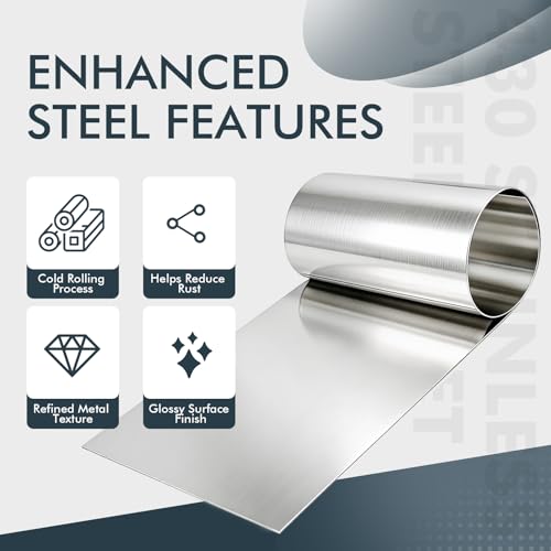 430 Stainless Steel Sheet Metal,Cold Rolled Process,48 x 96 Inches Brushed Finish 24GA Stainless Steel Shim Plate for Food TruckCraftingWallsKitchenRestaurantFloorTrailerGarageGym