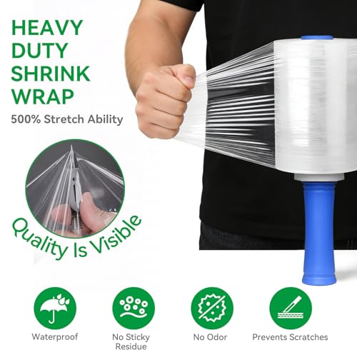Plastic Shrink Wrap Roll for Moving, 5" x 1200' -12 Rolls - size: 5 inch 1200ft