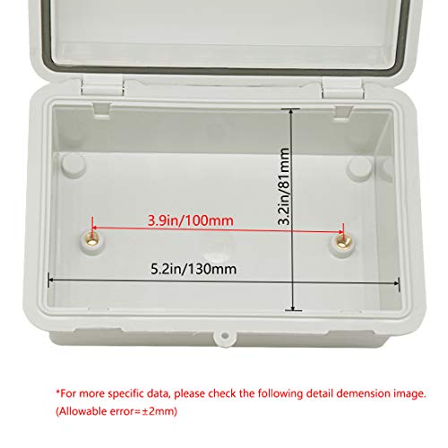 Zulkit 2pcs Junction Box ABS Plastic Dustproof Waterproof IP65 Electrical Boxes Hinged Shell Outdoor Universal Project Enclosure, 5.9 x 3.9 x 2.8 inch - size: 5.9" x 3.9" x 2.8"(2pcs)