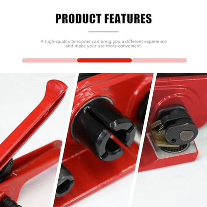 Heavy Duty Banding Strapping Tensioner & Cutter Manual Packaging Tools Windlass for 1/2"-3/4" Width Polyester Poly Strap(red) - color: PET red, size: 1/2-3/4in