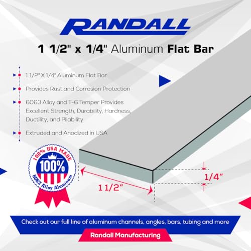 92" Long Aluminum Flat Bar – 6063-T6 Alloy – Solid Metal Strip for Framing, Trim, DIY, and Fabrication Projects (Anodized, 1 1/2" Wide x 1/4" Thick) - color: Anodized, size: 1 1/2" Wide x 1/4" Thick
