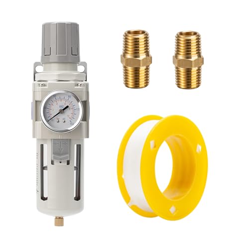 Air Compressor Water Separator Filter 3/4" NPT 0-150 PSI,Compressed Filter Regulator Combo,Poly Bowl,Semi-Auto Drain - size: 3/4NPT