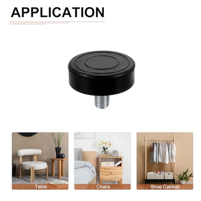 DTGN M10x15x43mm(DxLxOD) Screw on Furniture Glide Leveling Feet - 8Pack - Good for Furniture - Adjustable Thread Furniture Levelers - Black