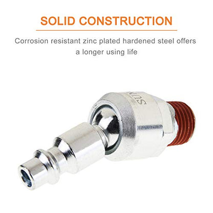 SUNGATOR 6-Pack 1/4 Inch Swivel Air Tool Fittings, 360° Rotatable MNPT Plug