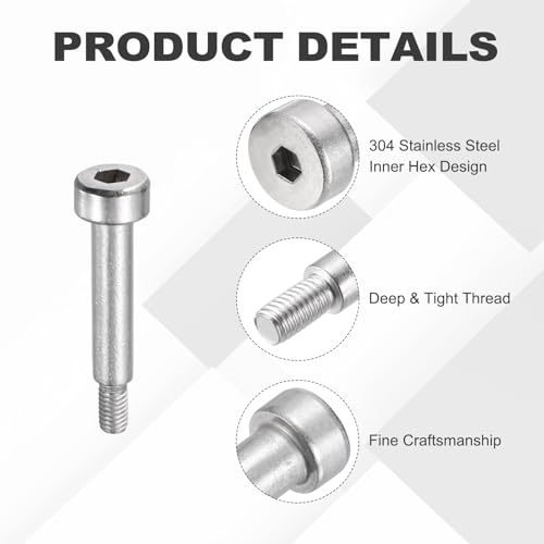 MECCANIXITY 26 Pcs 304 Stainless Steel Shoulder Bolt 4mm Shoulder Dia 12mm Shoulder Length M3x0.5 Thread Hex Socket Shoulder Bolts for Hydraulic Injection Molding Machinery Industries - size: 4mm x 12mm