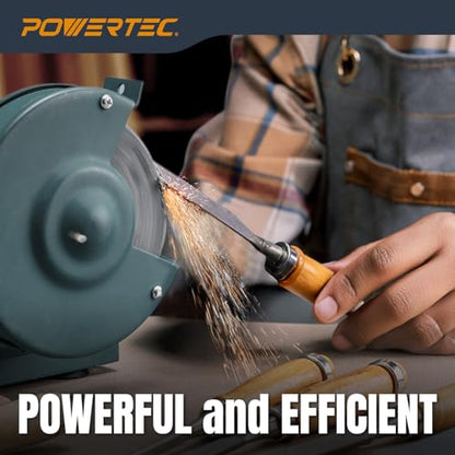 POWERTEC Bench Grinder Wheel 6 Inch 100 Grit, Aluminum Oxide Grinding Wheel for Bench Pedestal Grinder, 3/4" Thick 1/2" Arbor, Sharpening & Shaping Drill Bits, Blade, and Chisel 1PK (15519) - style: 6" Grinding Wheels