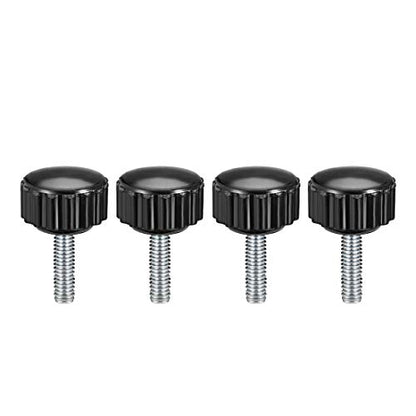 uxcell M4 x 15mm Metric Male Thread Knurled Clamping Knobs Black 4 Pcs - size: M4 x 15