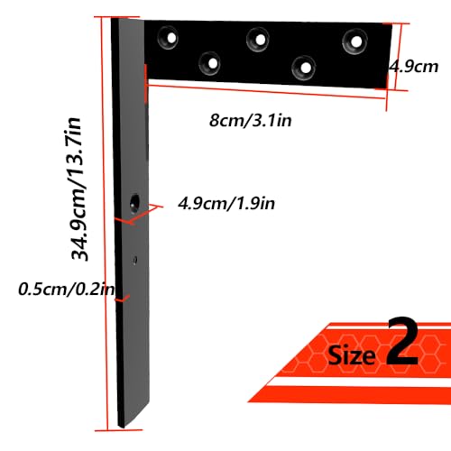 Heavy Duty Shelf Brackets - 1000 LBS Load Capacity, Industrial Steel Mounting Brackets for Shelves, Vanities, Countertops, Desks (2, Black, 14 inch)