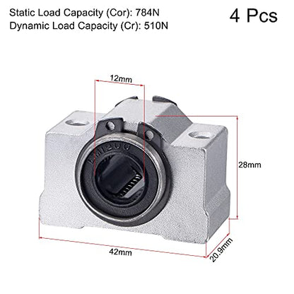uxcell SCV12UU Linear Ball Bearing Slide Block Units, 12mm Bore Diameter 4pcs - size: 12mm