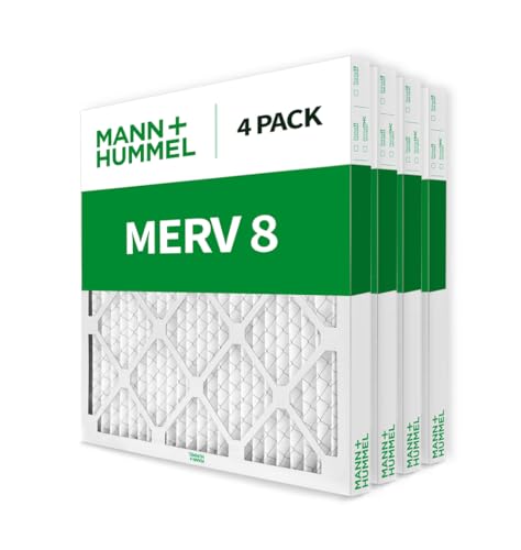 MANN+HUMMEL 16x16x2 MERV 8 Pleated 2" AC Furnace Air Filter. 4 Pack - style: 16 x 16 x 2
