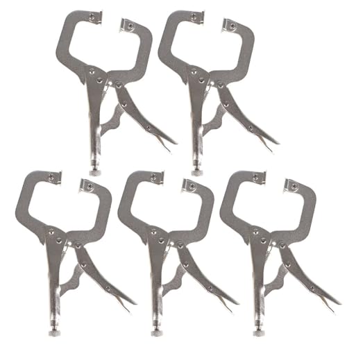 findmall 5Pcs 6 Inch Locking C Clamps with Swivel Pads Heavy Duty C-Type Locking Plier Table and Tool Vise Grip for Shop Home Farm and Automotive DIY Woodworking Welding Cabinetry Pocket Hole Joinery - size: 6 in