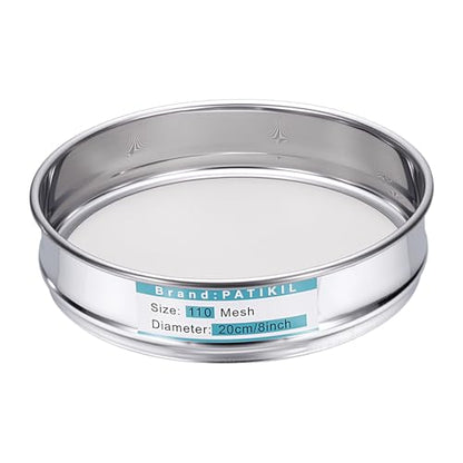 PATIKIL Lab Sieve 110 Mesh(0.098mm) 7.9"(20cm) Diameter Sifting Screen - size: 110 Mesh(0.098mm)/7.9"