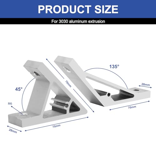 8pcs 3030 45/135 Degree Corner Bracket Connector 3030 Extrusion Hardware T-Slot V-Slot Accessories with Screws and Nuts for 3030 Aluminum Extrusion Angle 3D Printer Framing Accessories Silver - size: 3030S