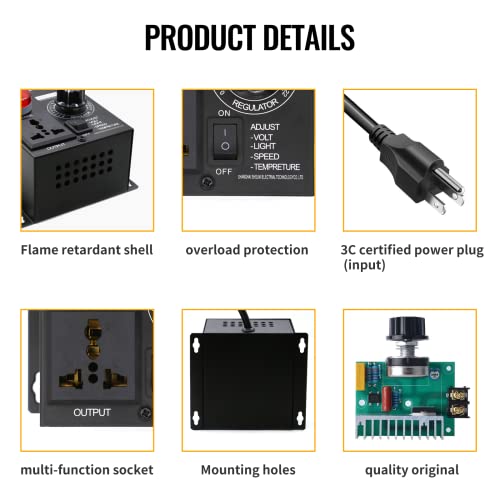 AC Motor Variable Speed Controller & Fan Speed Regulator - 15A 110V