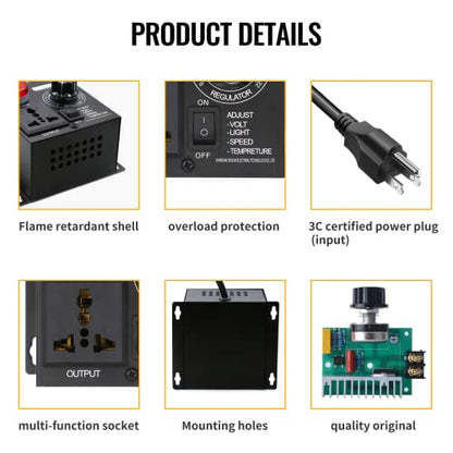 AC Motor Variable Speed Controller & Fan Speed Regulator - 15A 110V