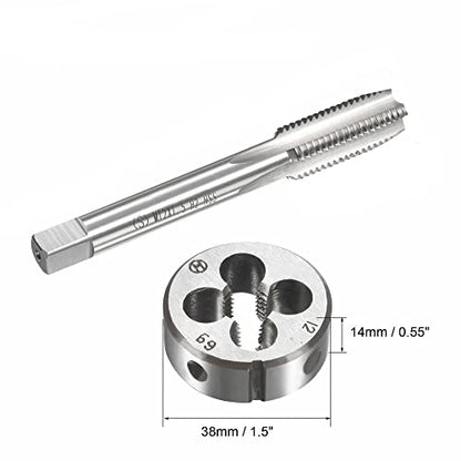 12mm x 1.5 HSS Metric Tap and Die Set Right Hand Thread,Tapping DIY Tool 3pcs (M12 x 1.5mm) - size: M12 x 1.5mm
