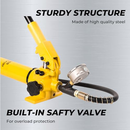 900cc Hydraulic Hand Pump 10000Psi Single Acting Manual Hydraulic Lifting Pump CP-700B Hydraulic Lifting Pump with Pressure Guage - color: CP-700B, Steel Hand Pump