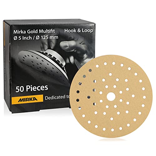 Mirka Gold Multifit 5 Inch 150 Grit Hook and Loop Sanding Discs, 50 Pack - size: Grit 150