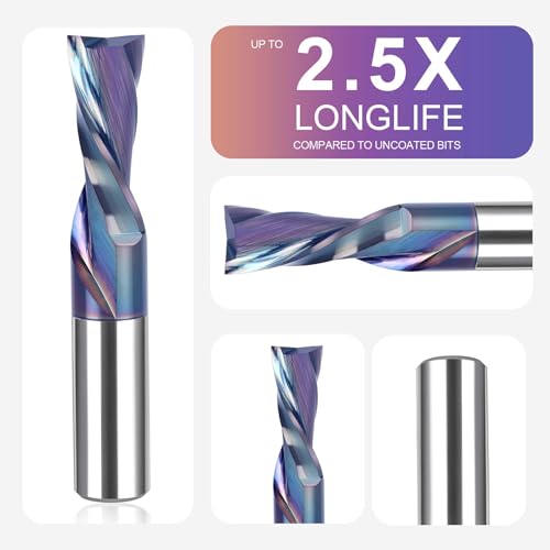 SpeTool Downcut Spiral CNC Router Bit, 1/2 Inch Shank 1/2 Inch Cutting Diameter 1-1/4 Cutting Length, TAC Coated Solid Carbide End Mill for Wood Carving - size: 1/2" Dia - 1-1/4" CL -1/2" Shank, style: DOWN CUT