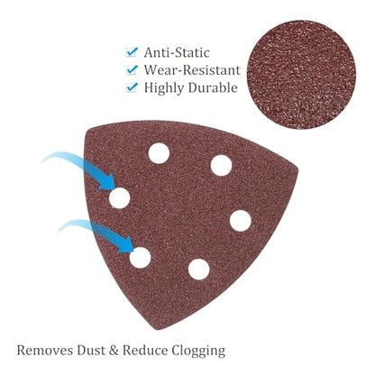 50pcs Mouse Sander Detail Sandpaper 100Grit 3-1/2" Triangle - size: 100 grit