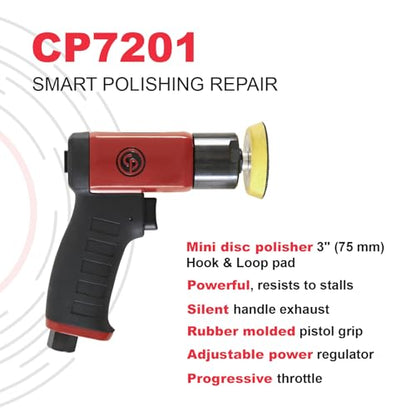 Chicago Pneumatic CP7201-3 Inch (75 mm) Air Polisher, Pistol Handle, Hook & Loop - 2,500 RPM - style: Tool Only (2500 RPM)