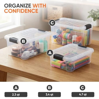 Superio Deep Storage Organizer Bin with Lid X-Deep Small Clear Storage Box with Latch for Home, Kitchen, Garage- Store, Food, Supplies, and Hair Accessories (4.75 Quart) - size: 4.7 Quart