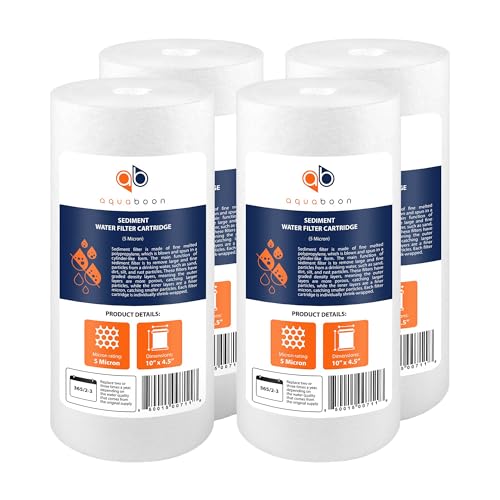 Aquaboon 5 Micron 10 x 4.5 Sediment Water Filter Replacement - 4 Pack