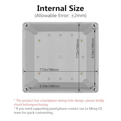 LeMotech Waterproof Dustproof IP67 Junction Box DIY Case Enclosure Gray 7.9 x 7.9 x 5.1 inch (200 x 200 x 130 mm) - size: 7.9" x 7.9" x 5.1" (1pc)