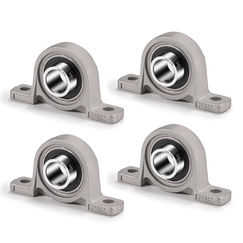 XIKE 4 Pcs KP002 Mounted Pillow Block Bearings Bore 15mm/0.59inch. - size: KP002 Bore 15 mm