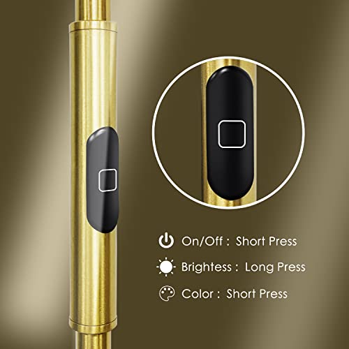 JOOFO LED Torchiere Floor Lamp with Remote, Stepless Dimmable, Brushed Gold - color: Brushed Gold