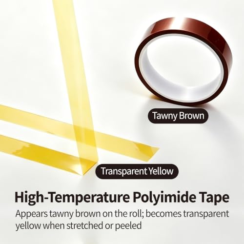 High-Temp Polyimide Tape 3/8" x33Yd, 4Pack, Heat Resistant Tape