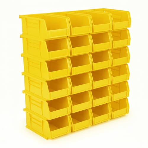 HE HUDSON EXCHANGE 7.5" x 4" x 3" (24 Pack) Plastic Stackable Storage Bin, Yellow - color: Yellow, size: 24 Pack