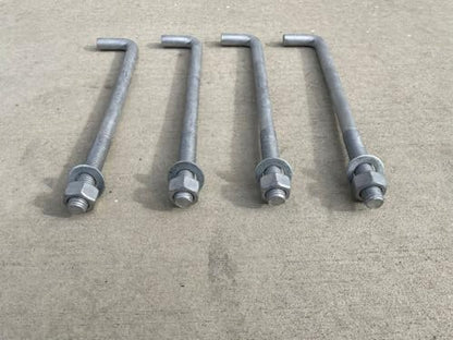 Sandbaggy 3/4" x 12" Threaded Concrete Anchor L-Bolts (Nuts & Washers Included) - Hot Dipped Galvanized - Sill Plate, Base Plate, Masonry, Wood, Cement Anchors, J Bolt (1, 3/4" x 12") - size: 3/4" x 12"