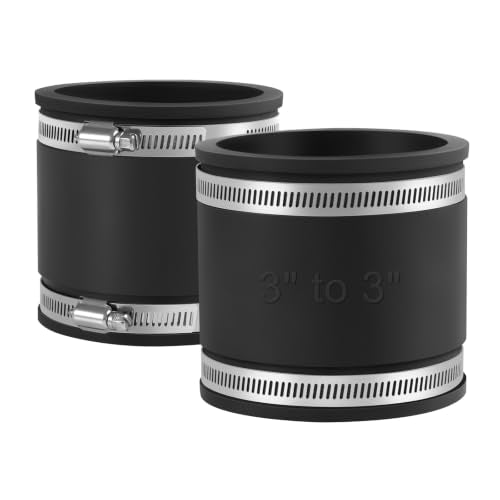 2 Pcs 3 IN Flexible PVC Pipe Coupling with Stainless Steel Clamps Fit 3 IN Nominal Pipes, Couplers for Plastic and Copper Pipe Plumbing Connections, Drain Repair, Dust Hose - size: 3 in