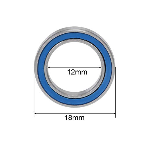 uxcell 6701-2RS Deep Groove Ball Bearing 12x18x4mm Double Sealed ABEC-3 Bearings 2-Pack - size: 12x18x4mm