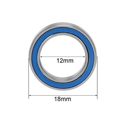 uxcell 6701-2RS Deep Groove Ball Bearing 12x18x4mm Double Sealed ABEC-3 Bearings 2-Pack - size: 12x18x4mm