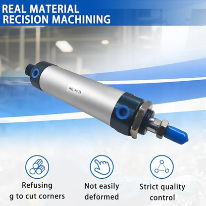 CG WEITENG Pneumatic Mini Pneumatic Cylinder MAL Single Rod Aluminum Double Acting Pneumatic Cylinder 40mm Bore 75mm Stroke(MAL40x75) - color: MAL-40 mm, size: 75 mm