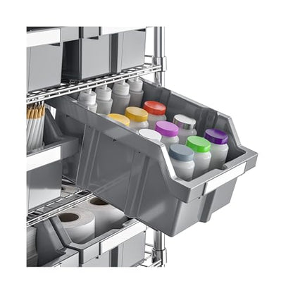 7-Tier NSF 12-Bin Steel Wire Shelving Rack, 25"W x 14"D x 56"H, Gray - color: Gray, size: Includes 12 Bins